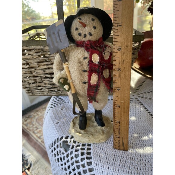 Vintage Rustic Snowman Figurine Distressed Aged Country Farm House - Picture 8 of 8